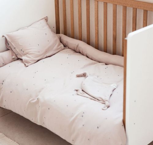 סט מצעים למיטת תינוק 3 חלקים 100% כותנה ג'רזי מקולקציית BOHO בוהו - ורוד סביונים