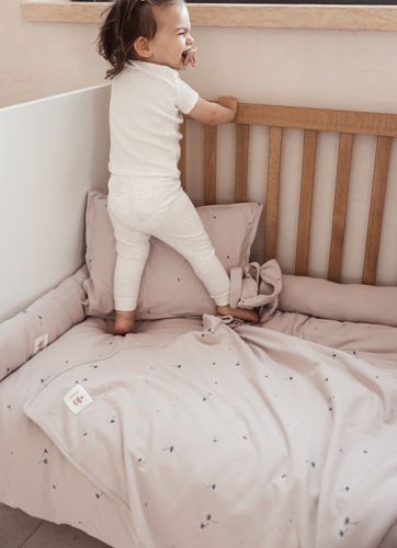 סט מצעים למיטת תינוק 3 חלקים 100% כותנה ג'רזי מקולקציית BOHO בוהו - ורוד סביונים