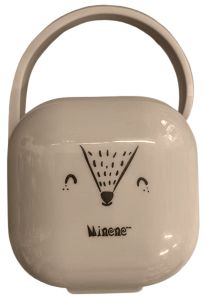 קופסת פלסטיק הגיינית למוצץ/זוג מוצצים עם חיבור לעגלה או לתיק - בז