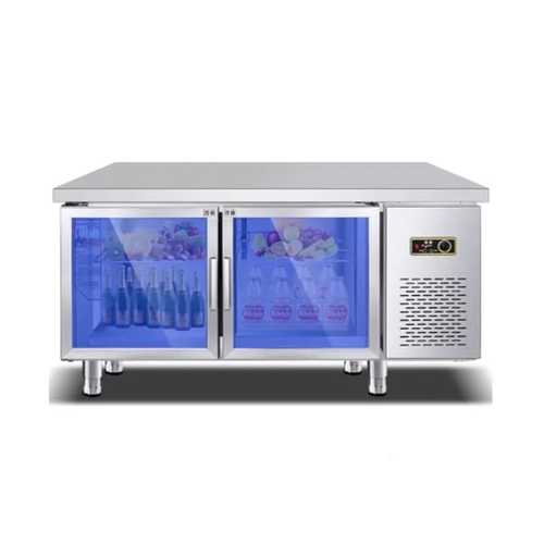 מקרר דלפק נירוסטה 2 דלתות זכוכית 1360/700/850 מ