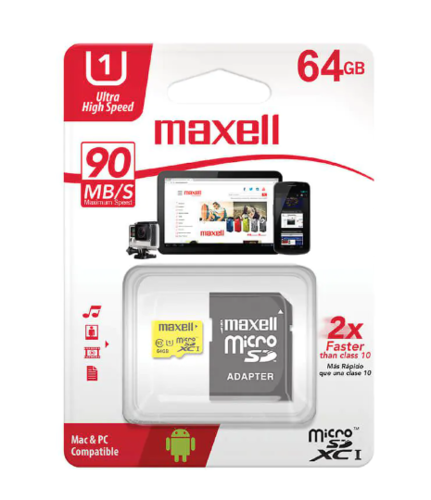 כרטיס זיכרון MAXELL MICRO SD 64GB