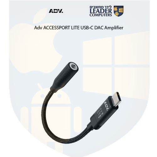 מתאם ומגבר DAC שמע מחבר בין שקע USB-C ל- כבל אוזניות 3.5 מ