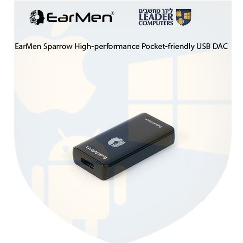 מגבר אוזניות EarMen Sparrow HI-res וכבל ממיר מ- USB ל-כניסה PL3.5