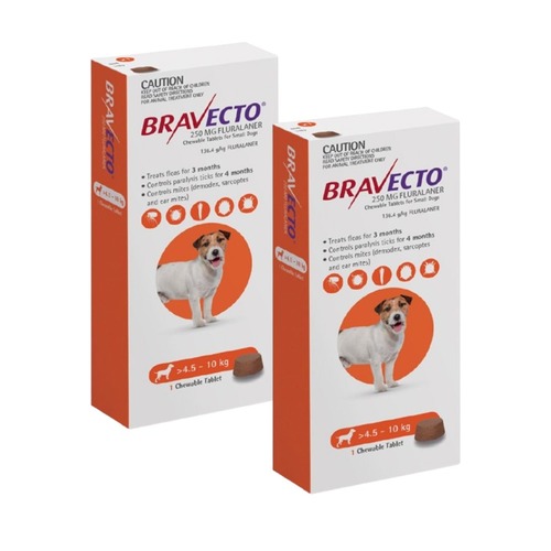 זוג ברבקטו כדור נגד פרעושים וקרציות 4.5-10 BRAVECTO תוקף 10/27