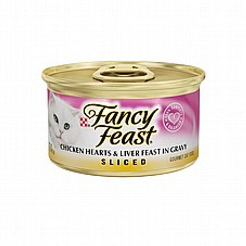Fancy Feast פנסי פיסט 85 גר' מזון רטוב לחתולים בטעם לבבות עוף וכבד (סלייסד)