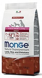 MONGE מונג 2.5 ק"ג מזון יבש לכלבים בוגרים מגזע קטן מאוד בטעם כבש (אקסטרא סמול אדולט)