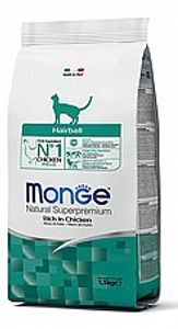 MONGE מונג 1.5 ק"ג מזון יבש לחתולים בוגרים בטעם עוף (היירבול)
