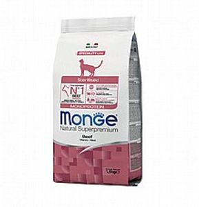 MONGE מונג 1.5 ק"ג מזון יבש לחתולים מסורסים/מעוקרים בטעם בקר (סטרלייז)