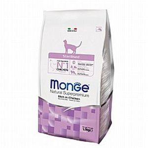 MONGE מונג 1.5 ק"ג מזון יבש לחתולים מסורסים/מעוקרים בטעם עוף (סטרלייז)