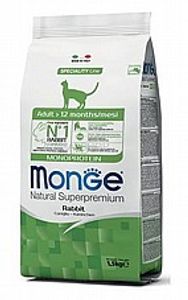 MONGE מונג 1.5 ק"ג מזון יבש לחתולים בוגרים בטעם ארנב