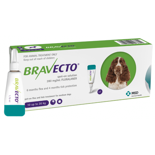 ברבקטו אמפולה נגד פרעושים וקרציות 10-20 BRAVECTO תוקף 12/27