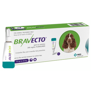 ברבקטו אמפולה נגד פרעושים וקרציות 10-20 BRAVECTO תוקף 12/27