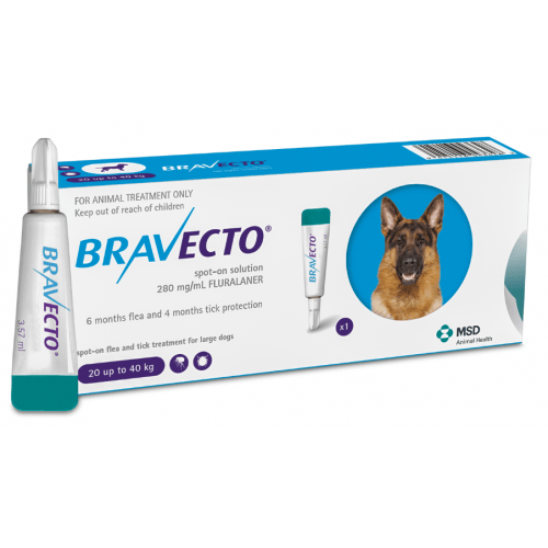 ברבקטו אמפולה נגד פרעושים וקרציות 20-40 BRAVECTO תוקף 11/28