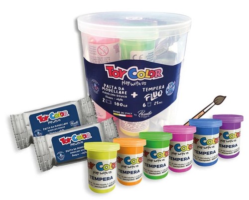 ערכת בצק פיסולי צבעוני  NEON MODELLING DOUGH + צבעי גואש זוהרים
