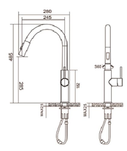 ברז מטבח נשלף DI-D117SP מוברש