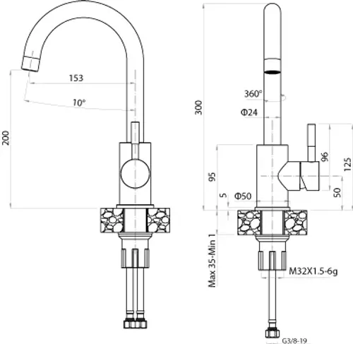 ברז רחצה T-919MTL עם פיה גרפיט של תבל.
