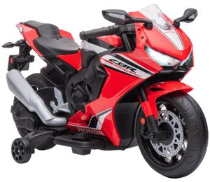 אופנוע ממונע 12V לילדים דמוי הונדה Honda CBR 1000RR עם אורות, קולות מנוע וגלגלי עזר ונסיעה לשני הכיוונים - אדום
