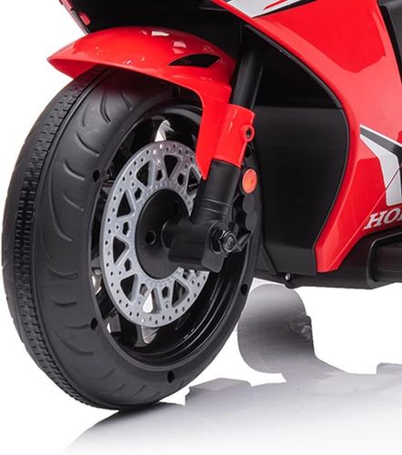 אופנוע ממונע 12V לילדים דמוי הונדה Honda CBR 1000RR עם אורות, קולות מנוע וגלגלי עזר ונסיעה לשני הכיוונים - אדום