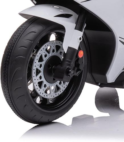 אופנוע ממונע 12V לילדים דמוי הונדה Honda CBR 1000RR עם אורות, קולות מנוע וגלגלי עזר ונסיעה לשני הכיוונים - לבן