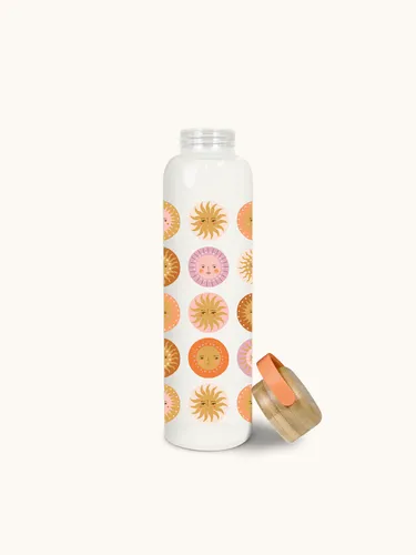 בקבוק זכוכית עם מכסה במבוק - On The Sunny Side!