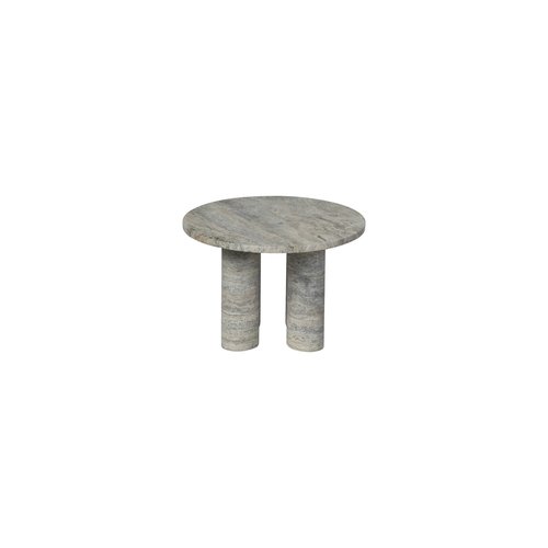 שולחן צד עגול Travertine Silver VOLOS