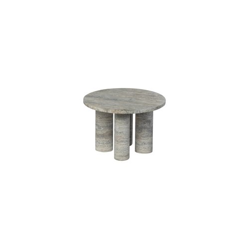 שולחן צד עגול Travertine Silver VOLOS