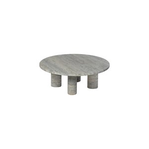שולחן סלון עגול Travertine Silver VOLOS