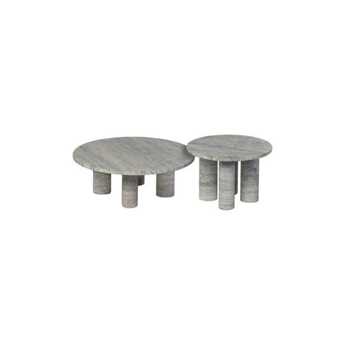 שולחן סלון עגול Travertine Silver VOLOS