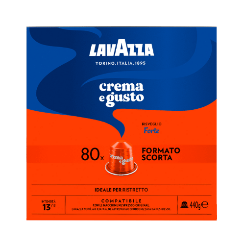 80 קפסולות לוואצה קרמה א גוסטו פורטה Lavazza Crema e Gusto Forte לנספרסו