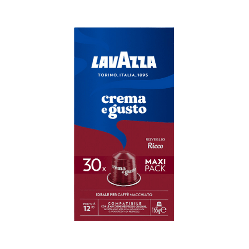 30 קפסולות לוואצה קרמה א גוסטו ריקו Lavazza Crema e Gusto Ricco לנספרסו