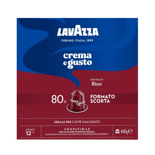 80 קפסולות לוואצה קרמה א גוסטו ריקו Lavazza Crema e Gusto Ricco לנספרסו
