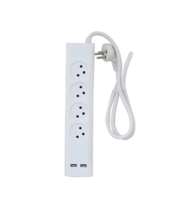 רב שקע 4 מקומות עם כבל 1 מטר וחיבור USB