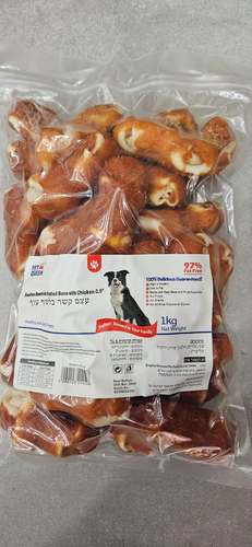 חטיף לכלב עצם קשר בציפוי עוף מלא פט קווין