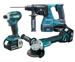 סט 3 כלים 18V נטען + 3 סוללות 6AH ומטען MAKITA DLX3188TX1