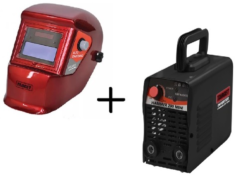 רתכת אלקטרונית  HAMMER 200MINI + מסיכת ריתוך אלקטרונית TARGET