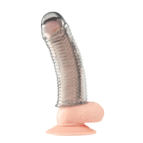 שרוול מאריך - Blue Line Clear Textured Penis Enhancing Sleeve Extension
