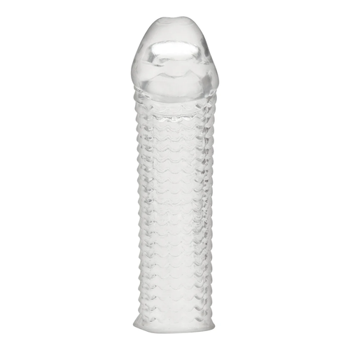שרוול מאריך - Blue Line Clear Textured Penis Enhancing Sleeve Extension