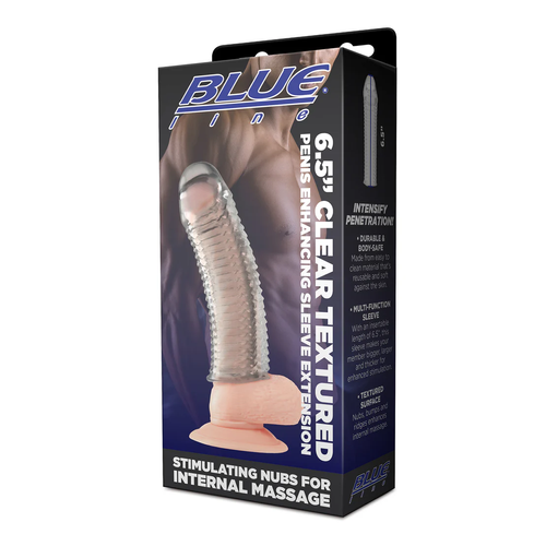 שרוול מאריך - Blue Line Clear Textured Penis Enhancing Sleeve Extension