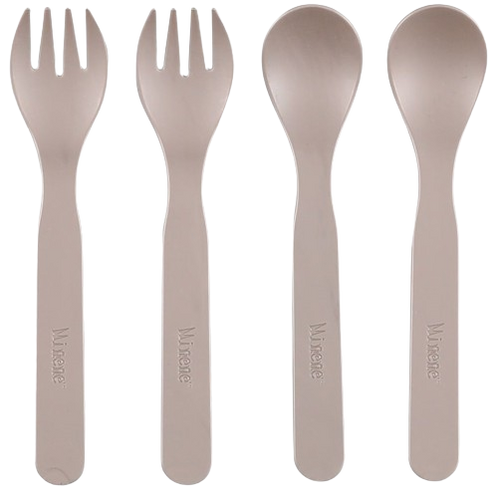 מארז זוג כפיות + זוג מזלגות 100% PLA - חום