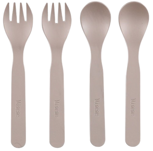 מארז זוג כפיות + זוג מזלגות 100% PLA - חום