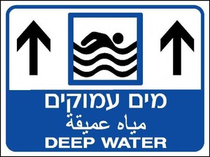 שלט שלט דו"צ מים עמוקים 80 × 60 ס"מ