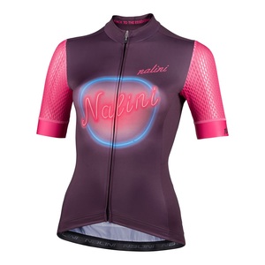 חולצה לרכיבת אופניים לנשים HOLLYWOOD LADY JERSEY בורדו-ורוד טכנית אוורירית ומנדפת מאוד