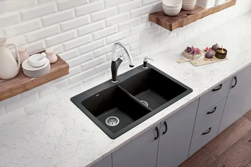 כיור מטבח בלנקו כפול דיאמונד 210 BLANCO | דיאמונד 210 BLANCO – שחור