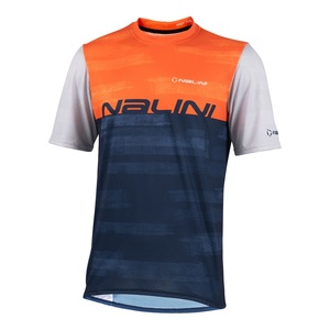 חולצה לרכיבת אופניים לגברים NEW MTB SHIRT כחול-כתום רשת מאווררת ועמידה לשטח