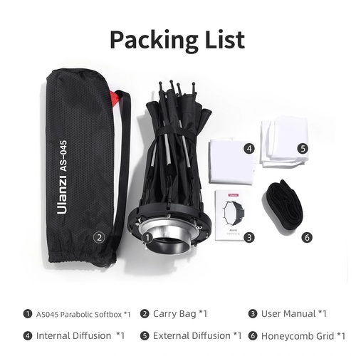 סופטבוקס Ulanzi AS-045 אוקטגון עם פתיחה מהירה וגריד