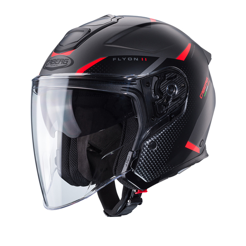 קסדת ¾ CABERG FLYON II צבע שחור\אדום תקן חדש 22.06