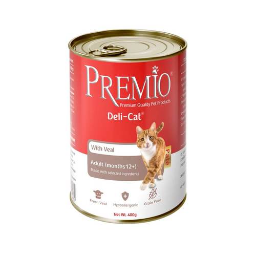 פרמיו חתול שימורים עגל 400 גרם Premio Deli-Cat With Veal Pate