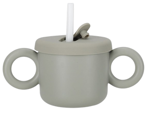 כוס שתייה 240 מ"ל עם קש וידיות אחיזה 100% PLA - ירוק