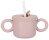 כוס שתייה 240 מ"ל עם קש וידיות אחיזה 100% PLA - ורוד