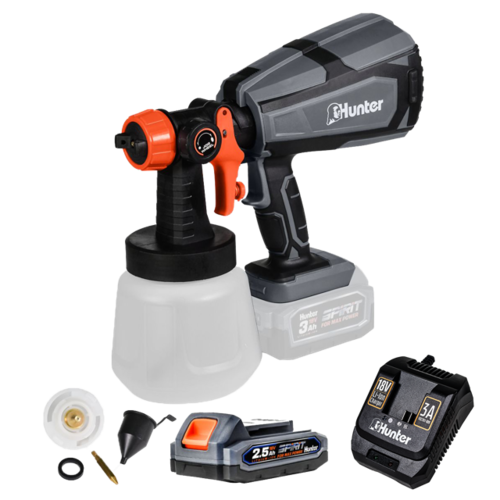 מרסס צבע נטען 18V + סוללה 4Ah ומטען 3A Hunter
